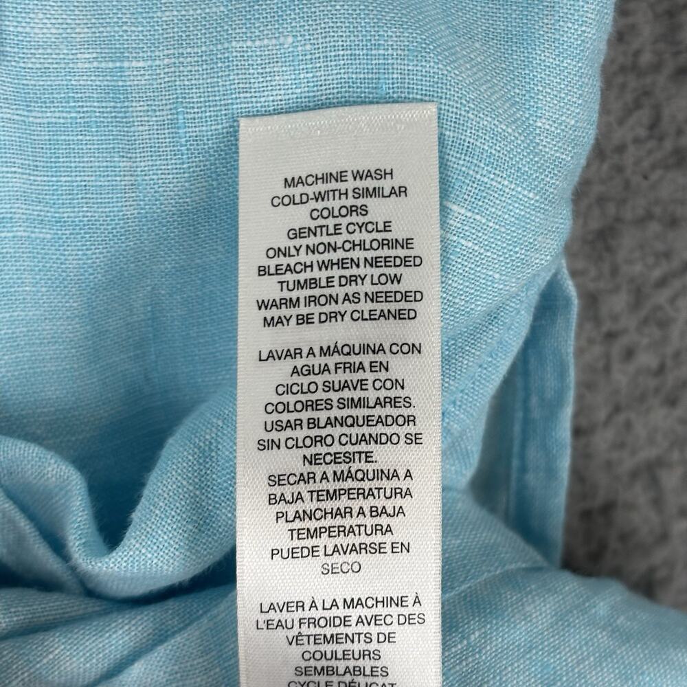 Chicos 100% Linen Tunic Dress Medium Aqua Beachy Coastal Resort Cruise Natural - Picture 7 of 12